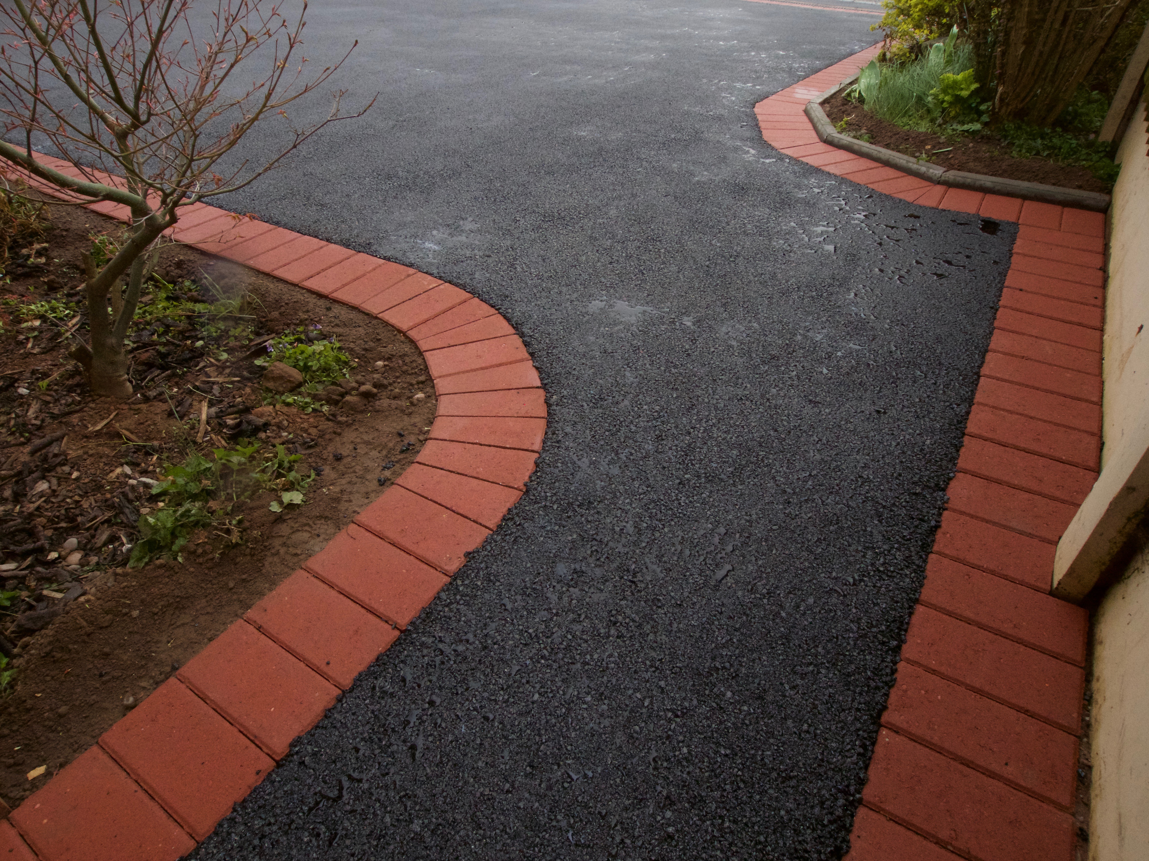Modern Asphalt Driveway with Block Edging & Drainage